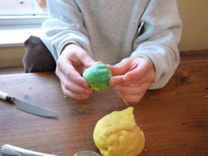 mixing yellow and blue